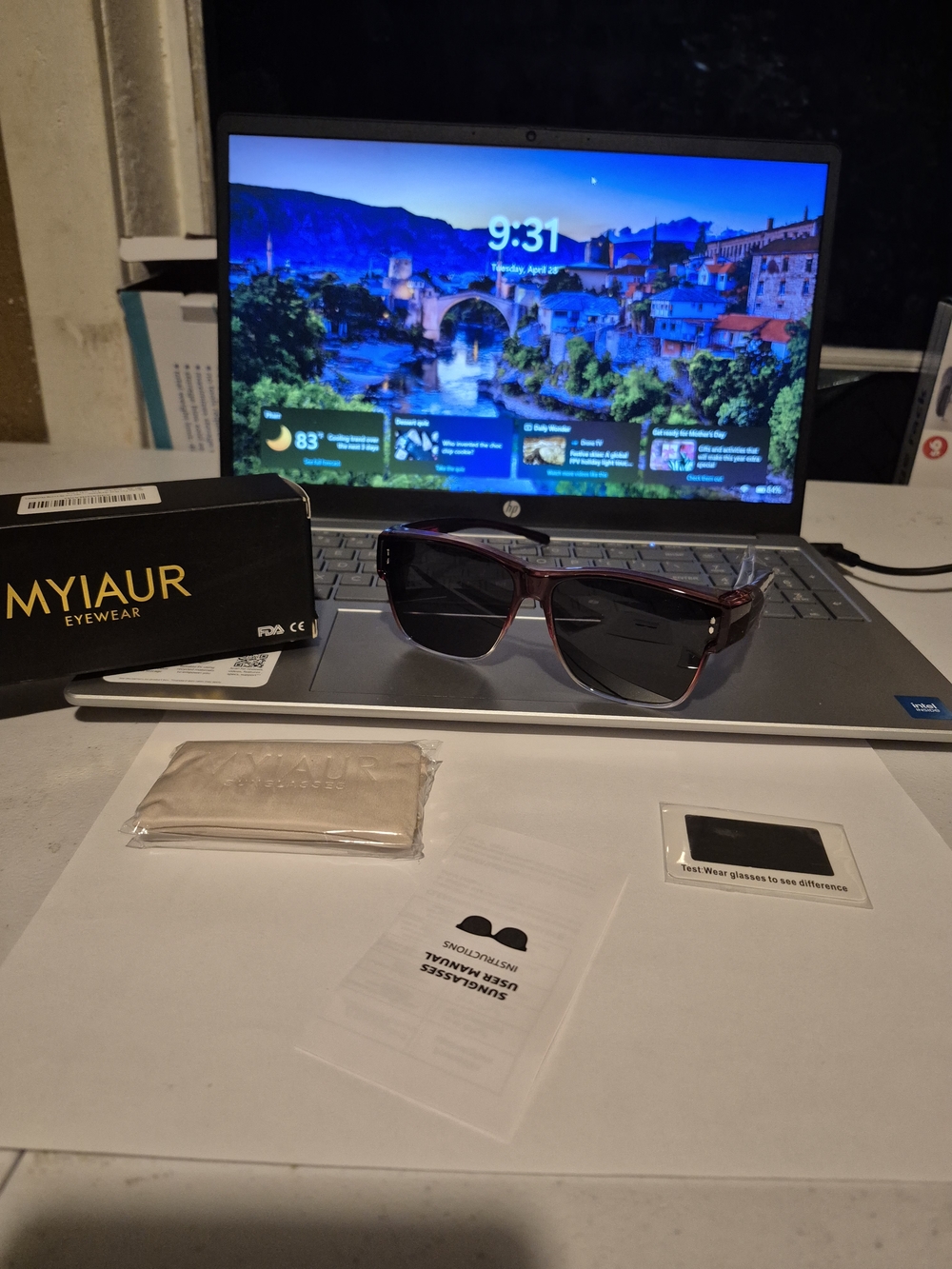 MYIAUR Women’s Sunglasses – Burgundy Frame with Black Lenses